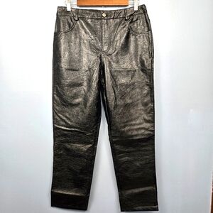 12th Tribe Black PU‎ Faux Leather Straight Leg Pants Womens Size Large NWT